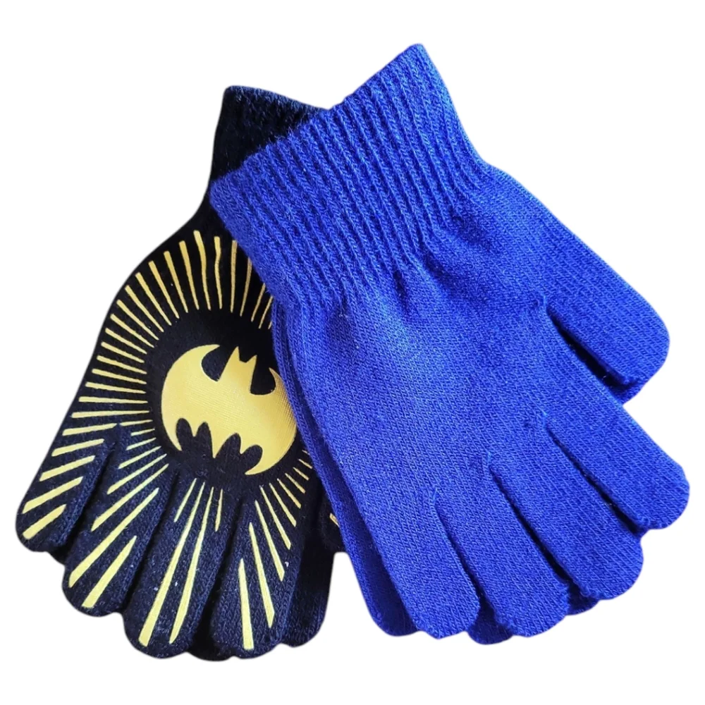 NWT 2 Pair DC Comics Batman Knit Winter Grip Gloves Boys Ages 4-12 Sz M
